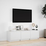 vidaXL Comodă TV cu LED, alb, 140x34x40 cm, lemn prelucrat vidaXL Comodă TV cu LED, alb, 140x34x40 cm, lemn prelucrat