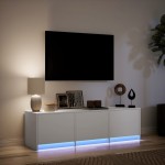 vidaXL Comodă TV cu LED, alb, 140x34x40 cm, lemn prelucrat vidaXL Comodă TV cu LED, alb, 140x34x40 cm, lemn prelucrat