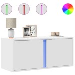 vidaXL Comodă TV de perete cu lumini LED, alb, 80x31x35 cm vidaXL Comodă TV de perete cu lumini LED, alb, 80x31x35 cm