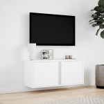 vidaXL Comodă TV de perete cu lumini LED, alb, 80x31x35 cm vidaXL Comodă TV de perete cu lumini LED, alb, 80x31x35 cm