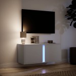 vidaXL Comodă TV de perete cu lumini LED, alb, 80x31x35 cm vidaXL Comodă TV de perete cu lumini LED, alb, 80x31x35 cm