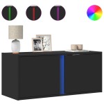 vidaXL Dulap TV de perete cu lumini LED negru 80x31x35 cm vidaXL Dulap TV de perete cu lumini LED negru 80x31x35 cm