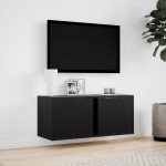 vidaXL Dulap TV de perete cu lumini LED negru 80x31x35 cm vidaXL Dulap TV de perete cu lumini LED negru 80x31x35 cm