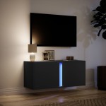 vidaXL Dulap TV de perete cu lumini LED negru 80x31x35 cm vidaXL Dulap TV de perete cu lumini LED negru 80x31x35 cm