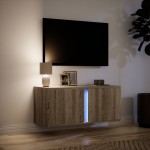 vidaXL Comodă TV de perete cu lumini LED, stejar sonoma, 80x31x35 cm vidaXL Comodă TV de perete cu lumini LED, stejar sonoma, 80x31x35 cm