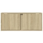 vidaXL Comodă TV de perete cu lumini LED, stejar sonoma, 80x31x35 cm vidaXL Comodă TV de perete cu lumini LED, stejar sonoma, 80x31x35 cm