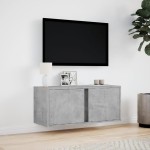 vidaXL Comodă TV de perete cu lumini LED, gri beton, 80x31x35 cm vidaXL Comodă TV de perete cu lumini LED, gri beton, 80x31x35 cm