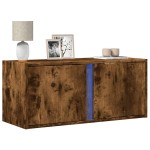 vidaXL Comodă TV de perete cu lumini LED, stejar fumuriu, 80x31x35 cm vidaXL Comodă TV de perete cu lumini LED, stejar fumuriu, 80x31x35 cm