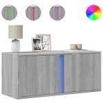 vidaXL Comodă TV de perete cu lumini LED, gri sonoma, 80x31x35 cm vidaXL Comodă TV de perete cu lumini LED, gri sonoma, 80x31x35 cm