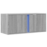 vidaXL Comodă TV de perete cu lumini LED, gri sonoma, 80x31x35 cm vidaXL Comodă TV de perete cu lumini LED, gri sonoma, 80x31x35 cm