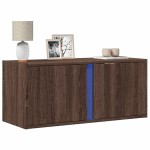 vidaXL Comodă TV de perete cu lumini LED, stejar maro, 80x31x35 cm vidaXL Comodă TV de perete cu lumini LED, stejar maro, 80x31x35 cm