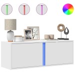 vidaXL Dulap TV de perete cu lumini LED, alb, 100x31x45 cm vidaXL Dulap TV de perete cu lumini LED, alb, 100x31x45 cm