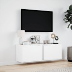 vidaXL Dulap TV de perete cu lumini LED, alb, 100x31x45 cm vidaXL Dulap TV de perete cu lumini LED, alb, 100x31x45 cm