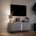 vidaXL Dulap TV de perete cu lumini LED, alb, 100x31x45 cm vidaXL Dulap TV de perete cu lumini LED, alb, 100x31x45 cm
