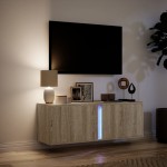 vidaXL Dulap TV de perete cu lumini LED, stejar sonoma, 100x31x35 cm vidaXL Dulap TV de perete cu lumini LED, stejar sonoma, 100x31x35 cm