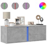 vidaXL Dulap TV de perete cu lumini LED, gri beton, 100x31x35 cm vidaXL Dulap TV de perete cu lumini LED, gri beton, 100x31x35 cm