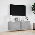 vidaXL Dulap TV de perete cu lumini LED, gri beton, 100x31x35 cm vidaXL Dulap TV de perete cu lumini LED, gri beton, 100x31x35 cm