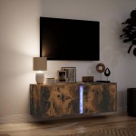vidaXL Dulap TV de perete cu lumini LED, stejar fumuriu, 100x31x35 cm vidaXL Dulap TV de perete cu lumini LED, stejar fumuriu, 100x31x35 cm