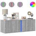 vidaXL Dulap TV de perete cu lumini LED, gri sonoma, 100x31x35 cm vidaXL Dulap TV de perete cu lumini LED, gri sonoma, 100x31x35 cm