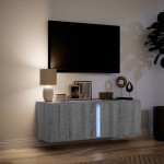 vidaXL Dulap TV de perete cu lumini LED, gri sonoma, 100x31x35 cm vidaXL Dulap TV de perete cu lumini LED, gri sonoma, 100x31x35 cm