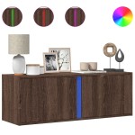 vidaXL Dulap TV de perete cu lumini LED, stejar maro, 100x31x35 cm vidaXL Dulap TV de perete cu lumini LED, stejar maro, 100x31x35 cm