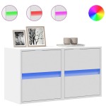 vidaXL Comode TV de perete cu lumini LED, 2 buc., alb, 41x31x45 cm