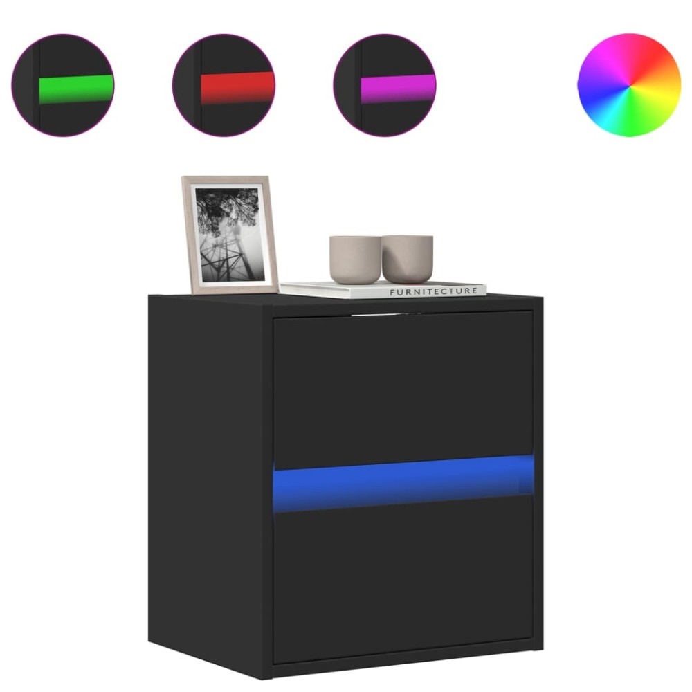 vidaXL Dulap TV de perete cu lumini LED negru 41x31x45 cm