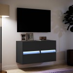 vidaXL Comode TV de perete cu lumini LED, 2 buc., negru, 41x31x45 cm