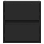 vidaXL Comode TV de perete cu lumini LED, 2 buc., negru, 41x31x45 cm