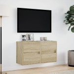 vidaXL Comodă TV de perete cu LED, 2 buc. stejar sonoma, 41x31x45 cm vidaXL Comodă TV de perete cu LED, 2 buc. stejar sonoma, 41x31x45 cm