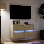 vidaXL Comodă TV de perete cu LED, 2 buc. stejar sonoma, 41x31x45 cm vidaXL Comodă TV de perete cu LED, 2 buc. stejar sonoma, 41x31x45 cm