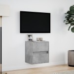 vidaXL Comodă TV de perete cu lumini LED, gri beton, 41x31x45 cm vidaXL Comodă TV de perete cu lumini LED, gri beton, 41x31x45 cm