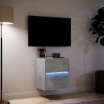vidaXL Comodă TV de perete cu lumini LED, gri beton, 41x31x45 cm vidaXL Comodă TV de perete cu lumini LED, gri beton, 41x31x45 cm