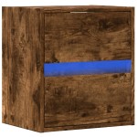 vidaXL Comodă TV de perete cu lumini LED, stejar fumuriu, 41x31x45 cm vidaXL Comodă TV de perete cu lumini LED, stejar fumuriu, 41x31x45 cm
