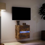 vidaXL Comodă TV de perete cu lumini LED, stejar fumuriu, 41x31x45 cm vidaXL Comodă TV de perete cu lumini LED, stejar fumuriu, 41x31x45 cm