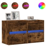 vidaXL Comodă TV de perete cu LED, 2 buc. stejar fumuriu, 41x31x45 cm vidaXL Comodă TV de perete cu LED, 2 buc. stejar fumuriu, 41x31x45 cm