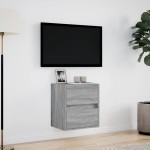 vidaXL Comodă TV de perete cu lumini LED, gri sonoma, 41x31x45 cm vidaXL Comodă TV de perete cu lumini LED, gri sonoma, 41x31x45 cm