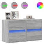 vidaXL Comodă TV de perete cu LED, 2 buc, gri sonoma, 41x31x45 cm vidaXL Comodă TV de perete cu LED, 2 buc, gri sonoma, 41x31x45 cm