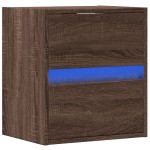 vidaXL Comodă TV de perete cu lumini LED, stejar maro, 41x31x45 cm vidaXL Comodă TV de perete cu lumini LED, stejar maro, 41x31x45 cm