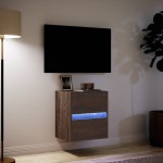 vidaXL Comodă TV de perete cu lumini LED, stejar maro, 41x31x45 cm vidaXL Comodă TV de perete cu lumini LED, stejar maro, 41x31x45 cm