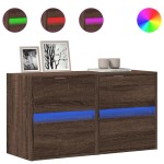 vidaXL Comodă TV de perete cu LED, 2 buc. stejar maro, 41x31x45 cm vidaXL Comodă TV de perete cu LED, 2 buc. stejar maro, 41x31x45 cm