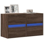 vidaXL Comodă TV de perete cu LED, 2 buc. stejar maro, 41x31x45 cm vidaXL Comodă TV de perete cu LED, 2 buc. stejar maro, 41x31x45 cm