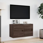 vidaXL Comodă TV de perete cu LED, 2 buc. stejar maro, 41x31x45 cm vidaXL Comodă TV de perete cu LED, 2 buc. stejar maro, 41x31x45 cm