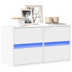 vidaXL Comodă TV de perete cu lumini LED, alb, 80x31x45 cm vidaXL Comodă TV de perete cu lumini LED, alb, 80x31x45 cm