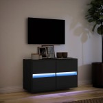 vidaXL Dulap TV de perete cu lumini LED negru 80x31x45 cm vidaXL Dulap TV de perete cu lumini LED negru 80x31x45 cm