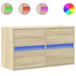 vidaXL Comodă TV de perete cu lumini LED, stejar sonoma, 80x31x45 cm