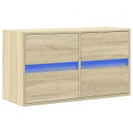 vidaXL Comodă TV de perete cu lumini LED, stejar sonoma, 80x31x45 cm