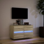 vidaXL Comodă TV de perete cu lumini LED, stejar sonoma, 80x31x45 cm