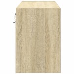 vidaXL Comodă TV de perete cu lumini LED, stejar sonoma, 80x31x45 cm