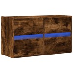 vidaXL Comodă TV de perete cu lumini LED, stejar fumuriu, 80x31x45 cm vidaXL Comodă TV de perete cu lumini LED, stejar fumuriu, 80x31x45 cm